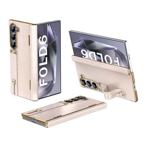 Coque Samsung Z Fold 6 rose avec sangle cuir pour une utilisation nomade