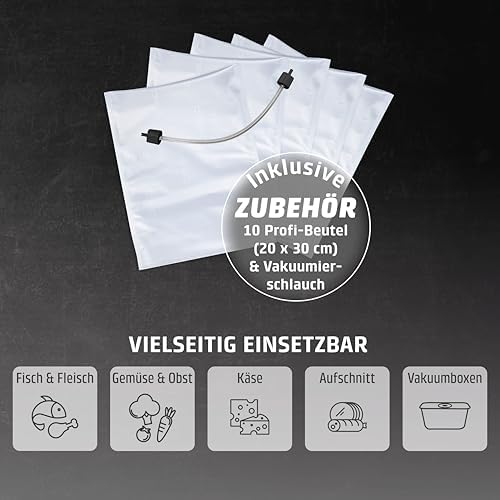 Bild 5 - CASO VC10 Vakuumierer - Vakuumiergerät,Testurteil Sehr Gut, Lebensmittel bis zu 8x länger frisch, 30cm lange & stabile Schweißnaht, inkl. 10 Vakuumbeutel