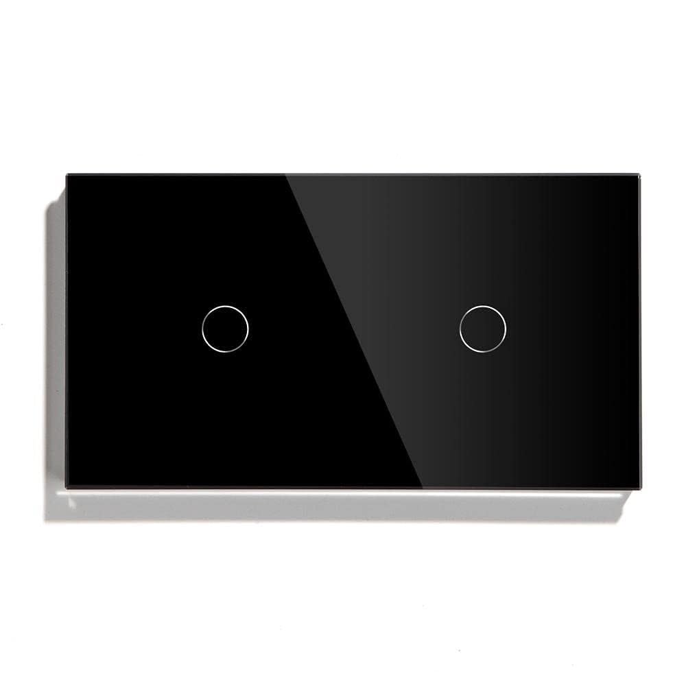 Interruttore della luce Smart Touch 2 gang 157 mm multicolore 1 via o vetro(Black,1 WAY 1)