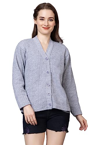 Image of Wear lusso Women Sweater for Winter Woolen Acrylic Full Sleeves V Neck Stylish Design Cardigan Girls /Ladies