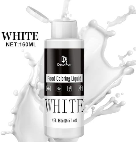 Food Coloring - Vibrant Liquid Icing Food Coloring Set for Baking, Cake Decorating, Easter Egg, Airbrush - Tasteless Food Color Dye for Fondant, Slime, DIY Crafts - 5.5 Fl.oz / 160ml Each (White)