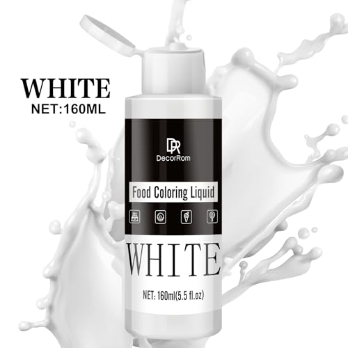 Lebensmittelfarbe - 160ml Flüssige Konzentrierte Lebensmittel Farben für Kuchen Dekoration, Backen, Kekse, Macaron - Zuckerfrei Food Coloring für Getränken, Tortendeko, DIY Slime, Osterei (Weiß)