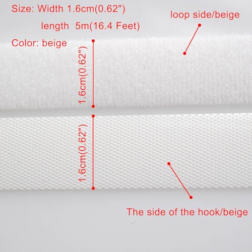 Image of Extremely Thin and Soft Strong Mini Clothes Hook and Loop Fasteners Sewing Type Back Without Adhesive Tiny Clothing Accessories DIY Handmade Materials (Beige, 0.62 inch /16mm)