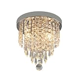 Zaqtan Chrome Flush Mount Crystal Chandelier with 2 Lights LED Modern Tiered Ceiling Light Fixture R