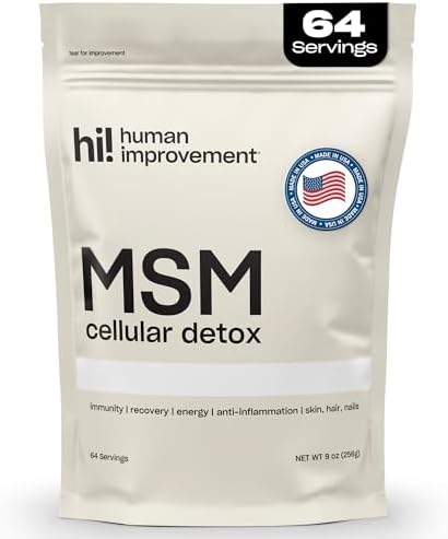 Pure MSM Powder | Organic Sulfur Powder for Skin, Hair, and Nails | Cellular Detox, Joint Health, Immune Boost, & Increased Energy | 99.9% Pure MSM Supplement | Made in the USA, 0g Sugar (64 Servings)