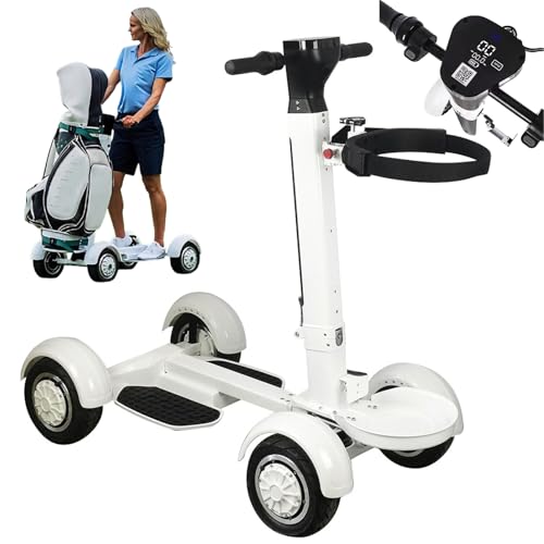 Smart Robotic Electric Golf Trolleys 1000W Folded 4 Wheel Golf Scooter with Handle Easy Climb Slope Parking, 15KM/H Speed, Range Up To 20-30KM