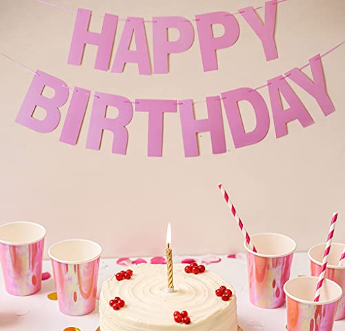 Pink Happy Birthday Banner, Prestrung Happy Birthday Sign Garland, Pink Birthday Party Decorations For Girls & Women #TOP5