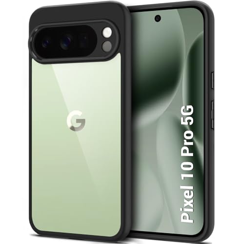Image of TheGiftKart Ultra-Hybrid Shockproof Back Cover Case for Google Pixel 10 Pro | Camera Protection Bump | Hard Back Cover Case for Pixel 10 Pro (PC & TPU, Transparent Clear Back, Black Sides)