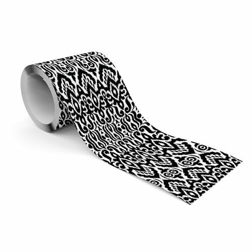 Muralo Frise autocollante - Frise murale décorative pour murs, meubles, plafonds, papiers peints, revêtements muraux, portes - Motif noir et blanc -...
