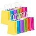 Adorox 12 Pack 8.5" Neon Paper Party Gift Bags Rainbow Assortment with String Handles (Matte 8.5")
