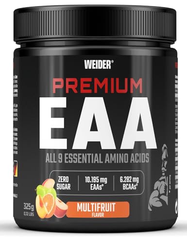 Weider Premium EAA Pulver - Essentielle Aminosäuren - BCAA 2:1:1 Verhältnis, vegan & zuckerfrei - 325g - Multifruit