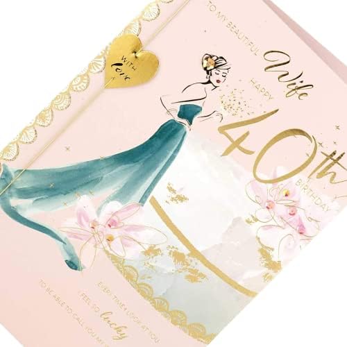 Clintons: Woman On Cake Wife 40th Birthday Card, 40th Milestone Birthday Greetings Card, 260x175mm 1140182 multi