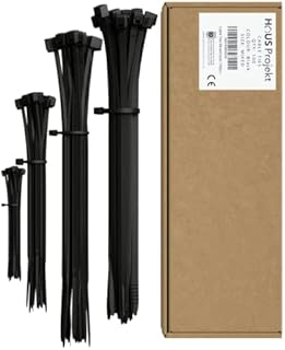 Haus Projekt Black Cable Ties Mixed Sizes 100pcs Industrial Zip Ties Black 100x2.5mm, 200x2.5mm, 300x3.6mm, 300x4.8mm Multi-Purpose Black Plastic Ties, Cable Management Wires, Garden, Tie Wraps Black