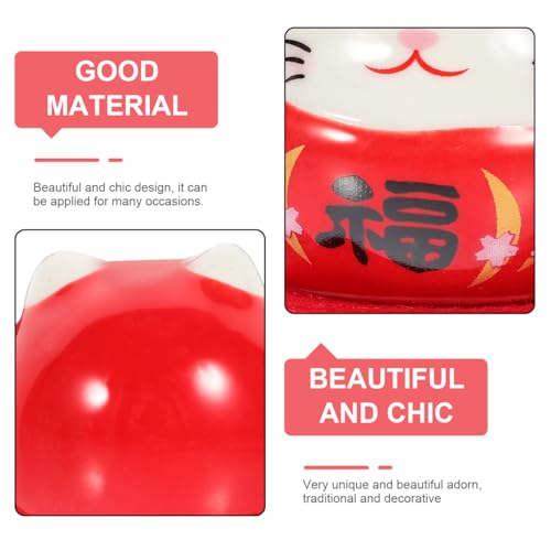 Amosfun Japanese Ceramic Ornaments Set of 5 Traditional Bodhidharma Dolls Home Decor Desktop Decoration Porcelain Figurines for Living Room Table - Thumbnail 5