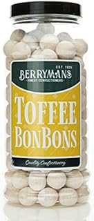 Original Dusted Toffee Centered Strawberry BonBons Retro Sweets Gift Jar By Berrymans Sweet Shop (Bon Bons) - Classic Sweets, Traditional Taste.