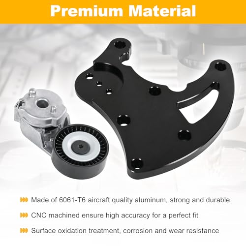 LS R4 AC Compressor Bracket High Mount Kit for Chevrolet GMC SUV Truck Engines LSX LS2 LS3 LS6 Air Conditioner Vortec Triangles with Belt Tensioner Passenger Side - Image 2