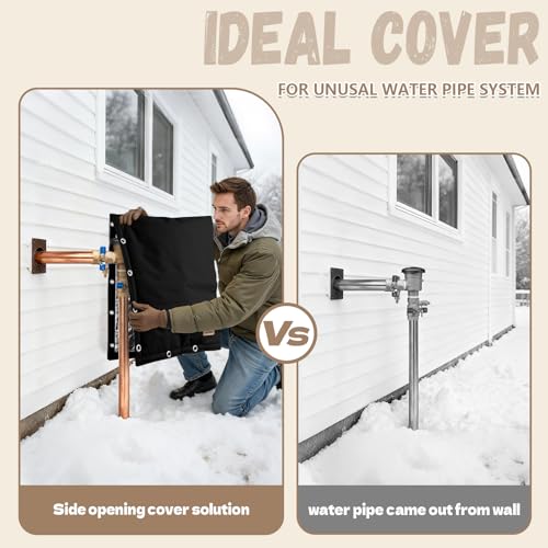 Backflow Preventer Insulation Cover - 2 Way Opening Pipe Insulation Cover for Irrigation Valve, Sprinkler Cover for Outside - Winter Freeze Protection Backflow Cover - 16" W x 20" H, Black by DEMEDO - Image 3