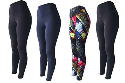 KIT 4 Legging Fitness Suplex Lisa ou Estampada PRETO-AZUL-21A-PRETO M