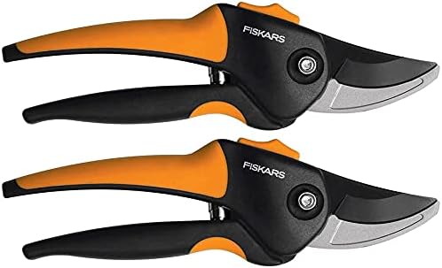 Fiskars 79436997J 79436997 Softgrip Bypass Pruner, Black/Orange 2 PACK