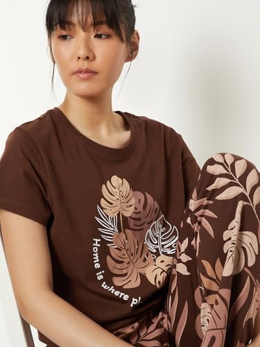 Image of Max Women's Printed Round Neck Half Sleeve Cotton Pyjama Set
