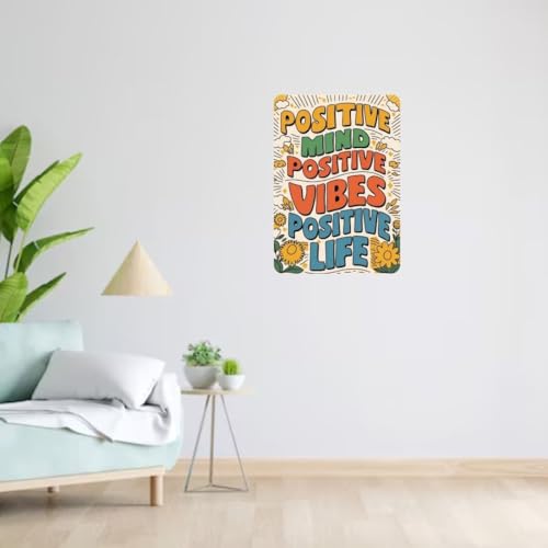Image of Zesta Bathroom Decor Items Washroom Decor Tin Sign | Aesthetic Posters Wall Poster for Bedroom | Magnetic Cafe Decoration Items / Restaurant Decorations Items | Quirky Home Decor Bar Accent (Positive Mind)