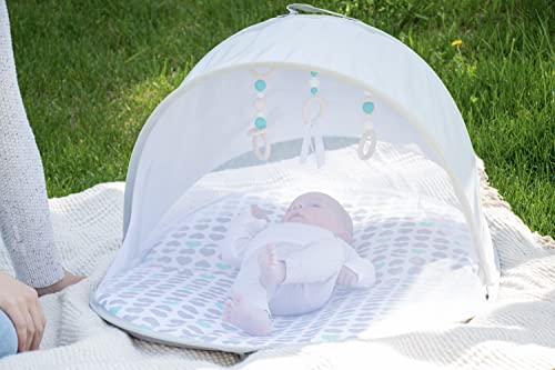 Image of Interactive Baby Tent, includes UPF 50 Sunshade, Bug Net, Hanging Toys, Soft Designer Pad