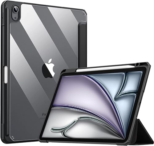 Image of Robustrion Case Cover for iPad Air 11 Inch Cover M4 / M3 / M2 / iPad Air 5th Generation /Air 4th Gen Hybrid Case with [Pencil Holder] for iPad Air 11 inch M4 / M3 / M2 / Air 4th 5th Gen - Black