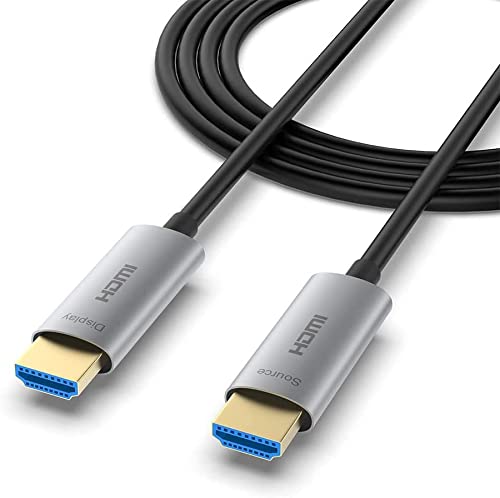 MICROWARE 20M Fiber Optic HDMI Cable, 4K@60Hz, HDR, Dolby Vision, HDCP2.2, ARC, 3D, High Speed 18Gbps, Slim and Flexible, Connects 4K Devices to TV, Monitor, Projector