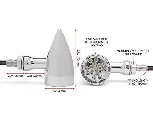 Alchemy Parts Moto Clignotant LED Chrome Acier pour Vintage Rétro Vélo Personnalisé Projet