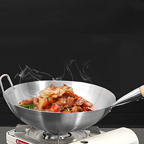 Stainless Steel Single Handle Wok for Kitchen Cooking