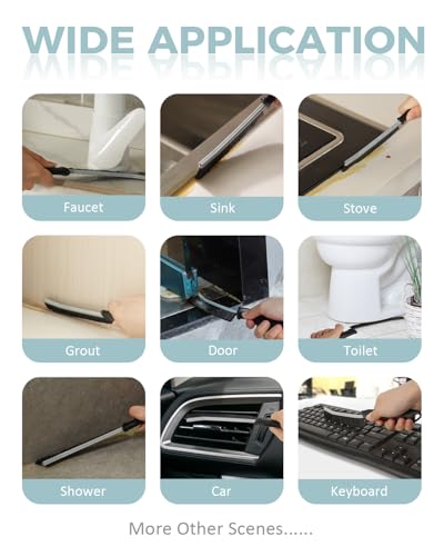 SXhyf Cleaning Brush - Hard Bristle Crevice Cleaning Brush, Multifunctional Gap Cleaning Scrub Brush, Cleaning Tools for Household Use, Home, Kitchen, Bathroom, Window, Vehicle (Green Handles)