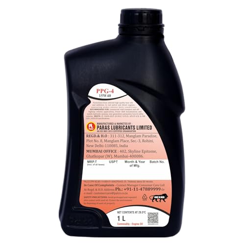Image of PALCO PPG-4 15W40 | API:CF-4 /SJ & MB 228.1 Multigrade Engine oil for Diesel Commercial Road Transport Off Highway Vehicles | New Generation Automotive Vehicles | 1 Litres (Pack 4)