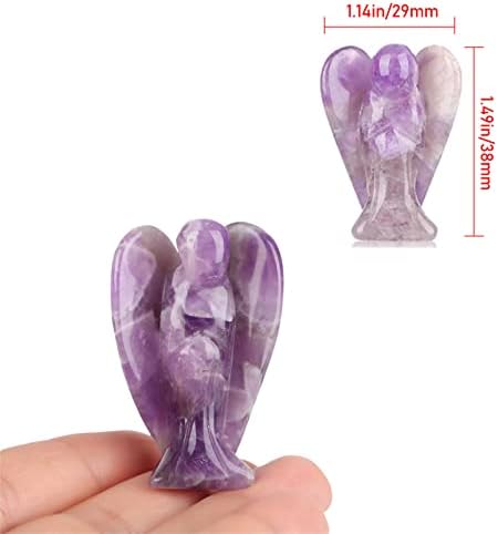 MEITREND Amethyst Healing Crystal Angel 1.5" Natural Guardian Angel Statue Pocket Healing Crystals and Gemstones Ornament Figurine Decoration Lucky