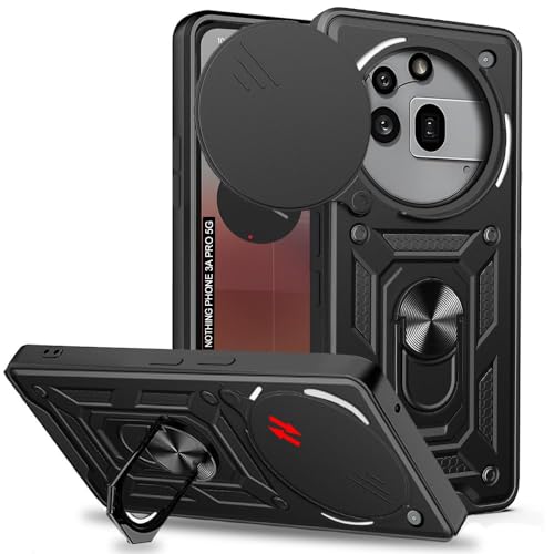 Image of AIBEX Back Cover for Nothing Phone 3(a) Pro 5G | D10 Tough Armor Case | Sliding Camera Shield | 360 Protection | Kickstand Ring Holder | Military-Grade Shockproof Bumper Case