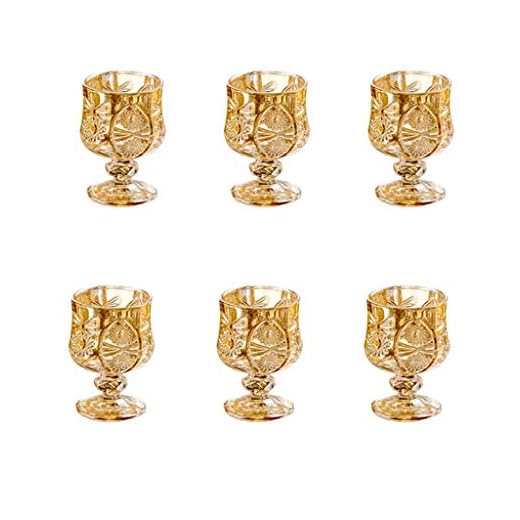 Glas Uppsättning 6, Små Vinglas, Guld Graverade Vinglas, Lämplig För Restauranger, 50 Ml (Color : 6 pieces-3)
