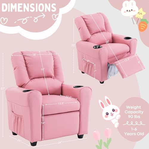 Kids Recliner Chair PU Leather Reclining Toddler Sofa