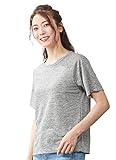 [SPAN] 789 リネン 麻 日本製 Tシャツ 半袖 トップス ラグラン レディース クルーネック カットソー インナー ゆったり (M, グレー)