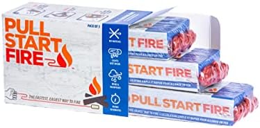 Pull Start Fire Pull String Firestarter | No Matches Required, Fire Starts in Seconds | for Campfires, Grill, Fireplace, BBQ | Lights Wet Wood, Easy to Use, Food Safe and Weather Resistant | 3 Pack