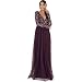 Produktbild Maya Deluxe Damen Ladies Maxi Dress Women with Long Sleeves V Neckline Plunging Sequin Embellished for Wedding Guest Bridesmaid Prom Kleid, Berry, 38