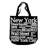 New York Black and White Canvas 100% Cotton New York City Tote Bag Souvenir