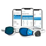 Finis Smart Goggle Kit - Schwimmbrille und Smart Coach für Schwimmtrainingsgeräte - Schwimmbrille für Erwachsene und Fitness Tracker für Frauen und Männer - Blauer Spiegel