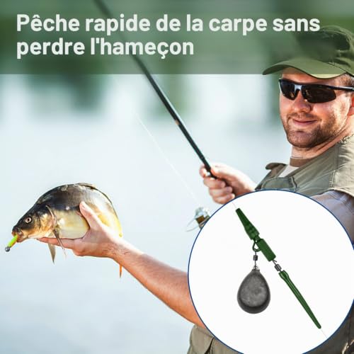 Realure 60 Pcs Clip Plomb Carpe, Clip Plomb Peche a Carpe Noir – vue 5