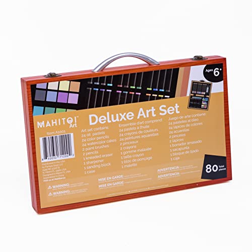 Mahitoi 80+ Pieces Deluxe Artist Studio Creativity Set Wood Box Case - Art Painting, Sketching Drawing Set, Starter Kit & Educational Profesional Art Set #TOP5