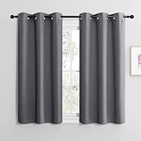 NICETOWN Kurze Vorhänge Blickdicht mit Ösen 2er Set H120 x B107 cm Grau, Verdunklungsvorhänge Gardinen Fenster Thermal Curtains Modern Scheibengardinen 120 cm Lang