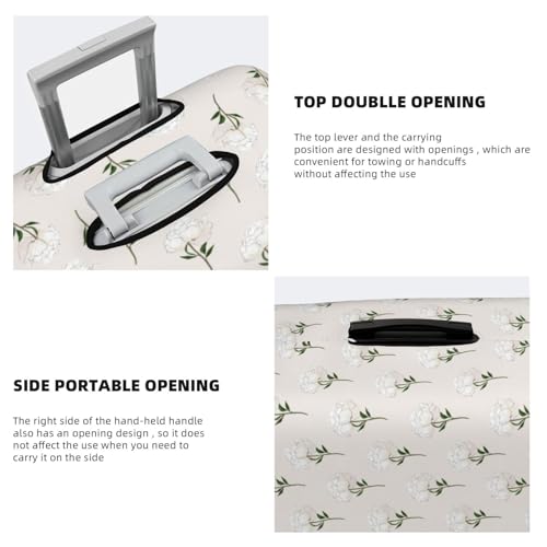 White Minimalism Peonies Elastic Travel Luggage Covers Dustproof Scratch-Resistant Suitcase Protector Fit 22-24 Inch3
