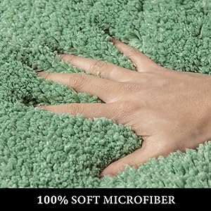 MIULEE Bath Mat Non Slip Absorbent Bathroom Soft luxurious Shower Small Mat Doormat Inside Rugs Kitchen Rugs Carpet Mat Washable for Bathroom Bedroom Kitchen Entrance 40x60 cm Green - Image 2