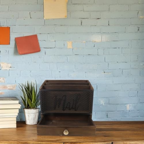 Trieur courrier bois vintage à compartiments pour organiser vos documents