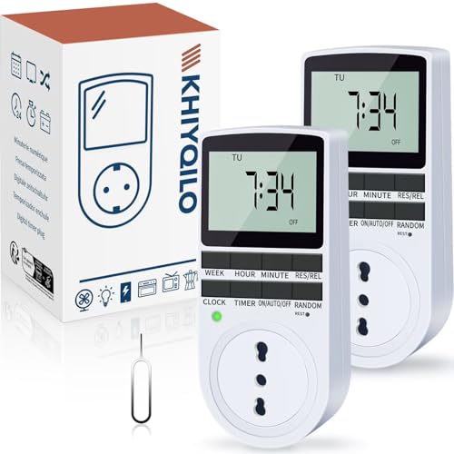 Presa Temporizzata, Set of 2, Presa Programmabile Digitale con Timer, Modalità Casuale Antifurto e Conto alla Rovescia Nuova Versione 18 Programmi, Risparmio di Energia