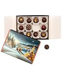 Rausch Helle und Dunkle Pralinen 12 Stück – Edles Pralinen Geschenk mit Bitter- und Vollmilch Schokolade gefüllt mit feinem Nougat oder Ganache – mit Alkohol