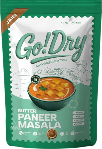Go!Dry Jain Butter Paneer Masala | Ready to Eat Indian Meal | No Onion No Garlic | No Preservatives & No Palm Oil | 75g
